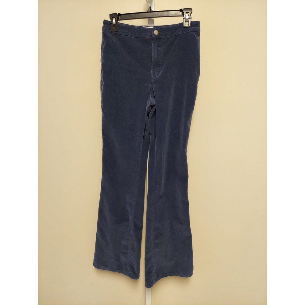 True Craft Womens Navy Blue Corduroy High Rise Flare Leg‎ Pants 8 Indie Retro